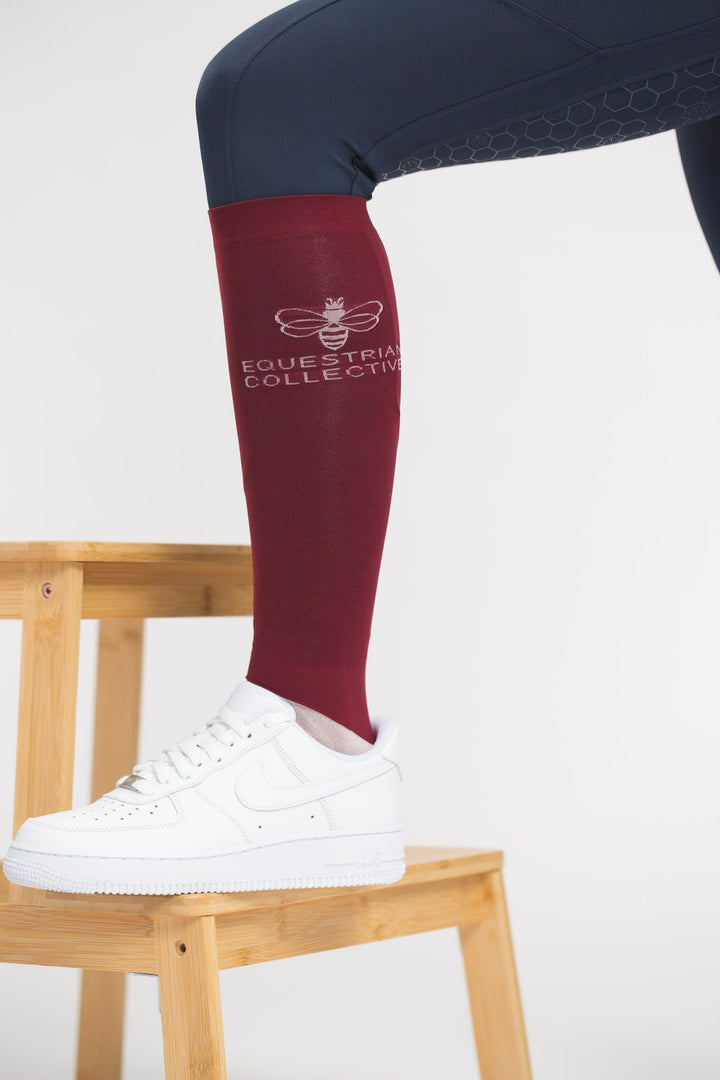 Ultra Thin Long Socks 2pk - Red Wine