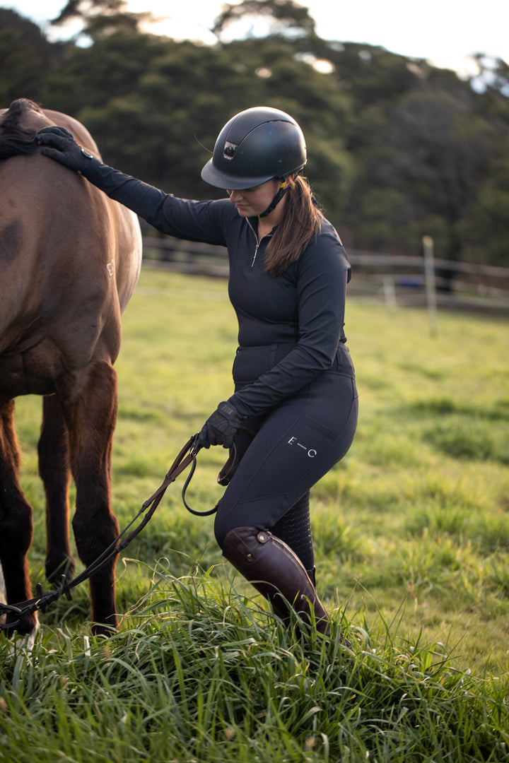 Winter Honeycomb Tights: Black-Pants-Equestrian Collective