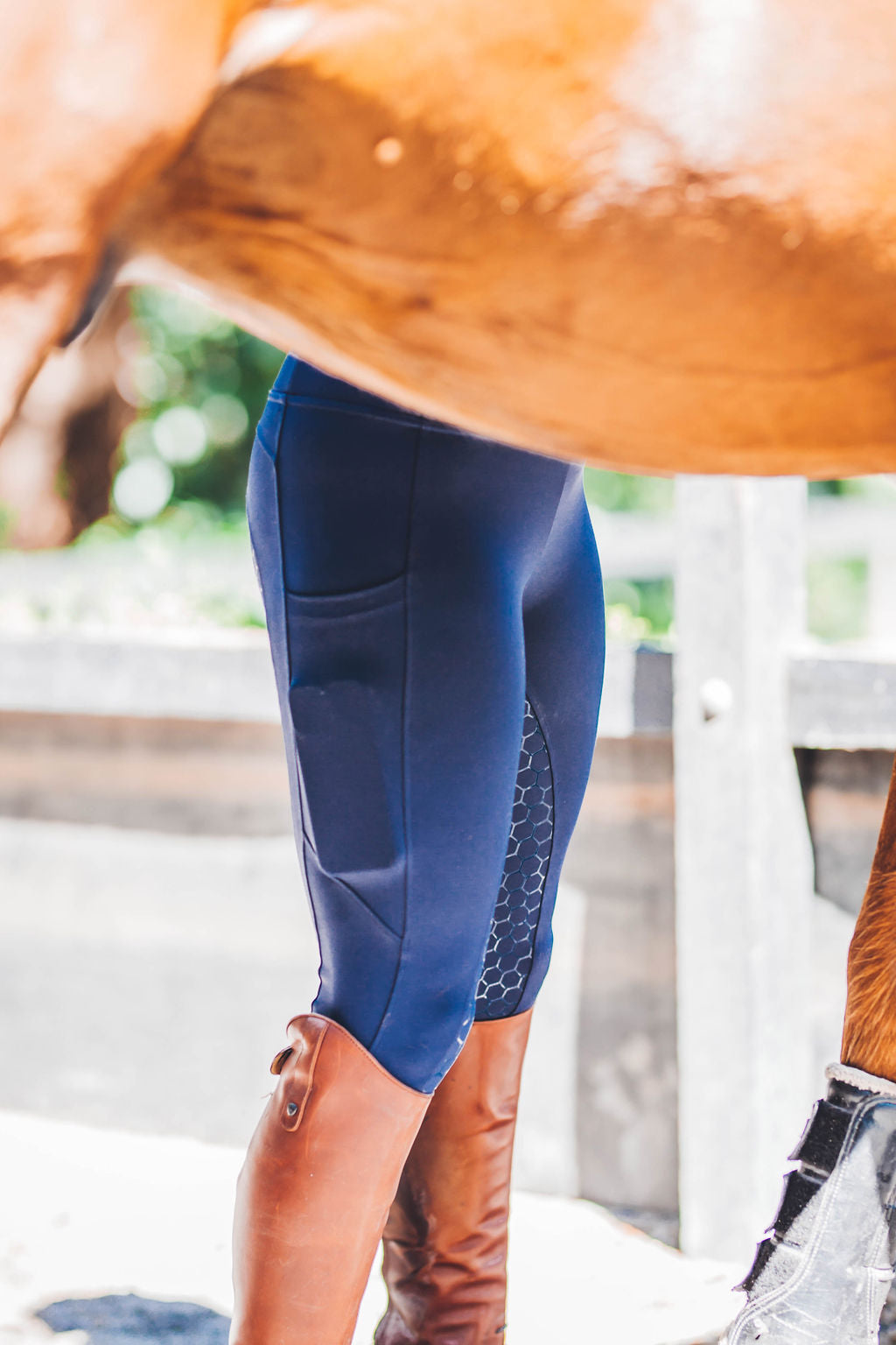 Honeycomb Technical Tights: Navy-Pants-Equestrian Collective