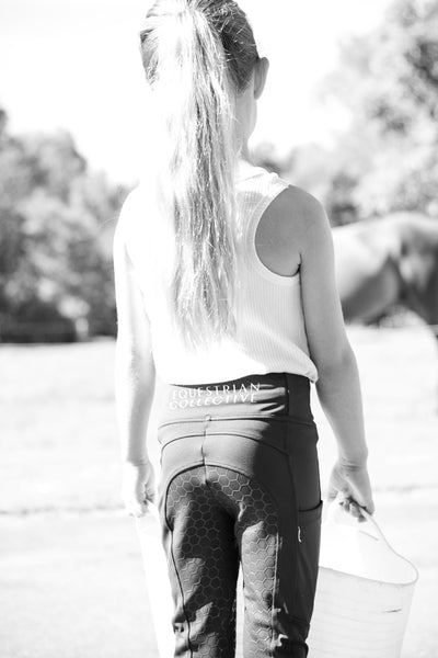 Youth Honeycomb Technical Tights: Navy-Equestrian Collective