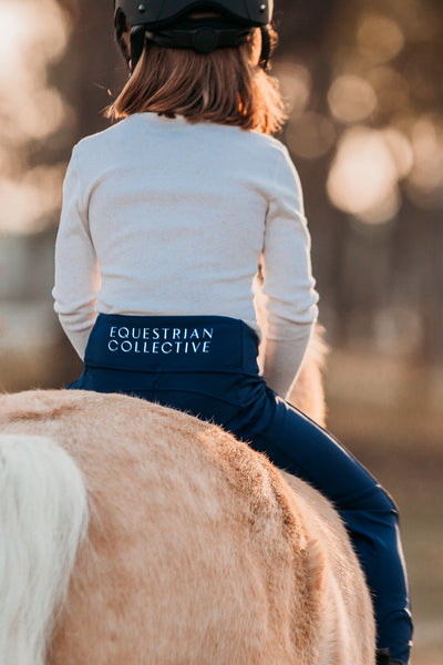 Youth Honeycomb Technical Tights: Navy-Equestrian Collective