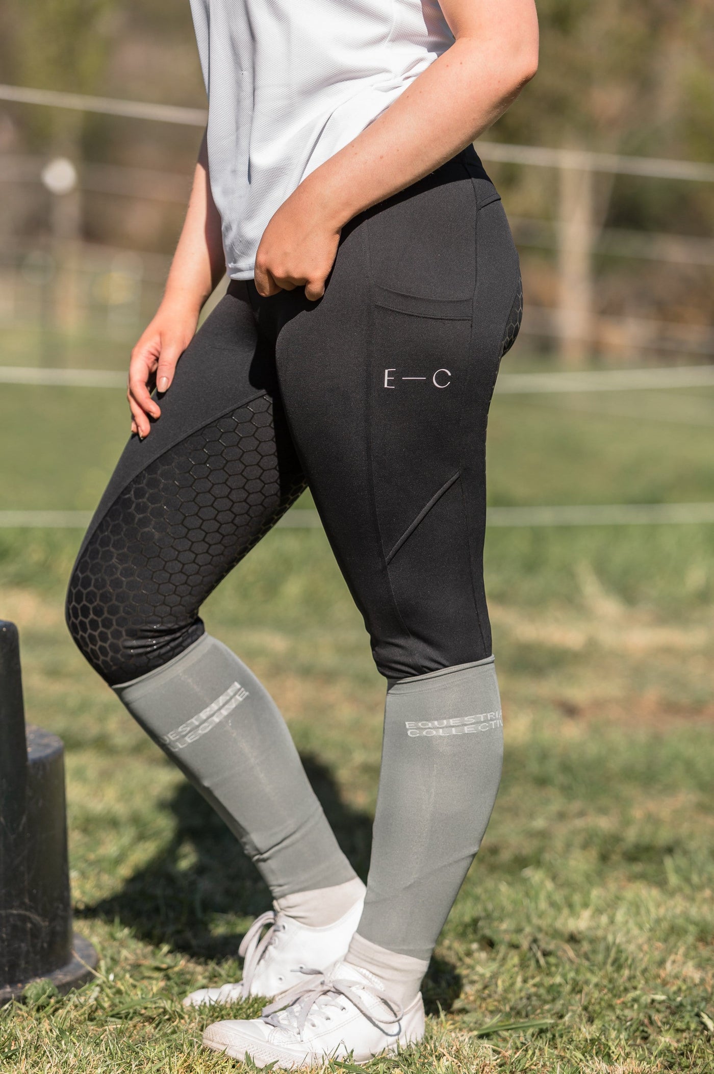 Honeycomb Technical Tights: Classic Black-Pants-Equestrian Collective